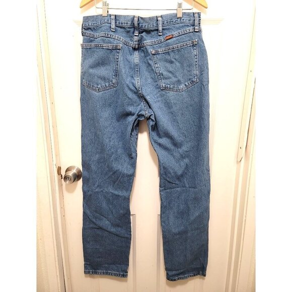 Vintage Rustler Loose Fit Tapered Leg Blue Denim Jeans Size 36 x 32 - Picture 3 of 9
